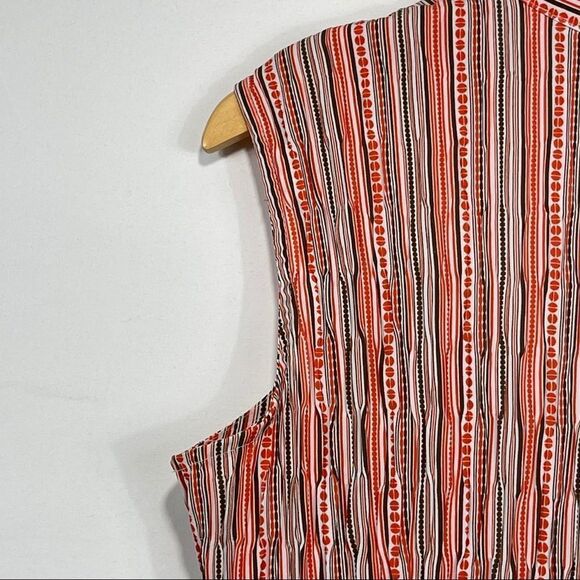East 5th Multi Colors Pleated Sleveless Shirt - Picture 10 of 12